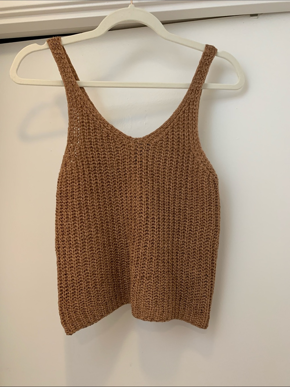 moon & madison Brown Crochet Knit Tank